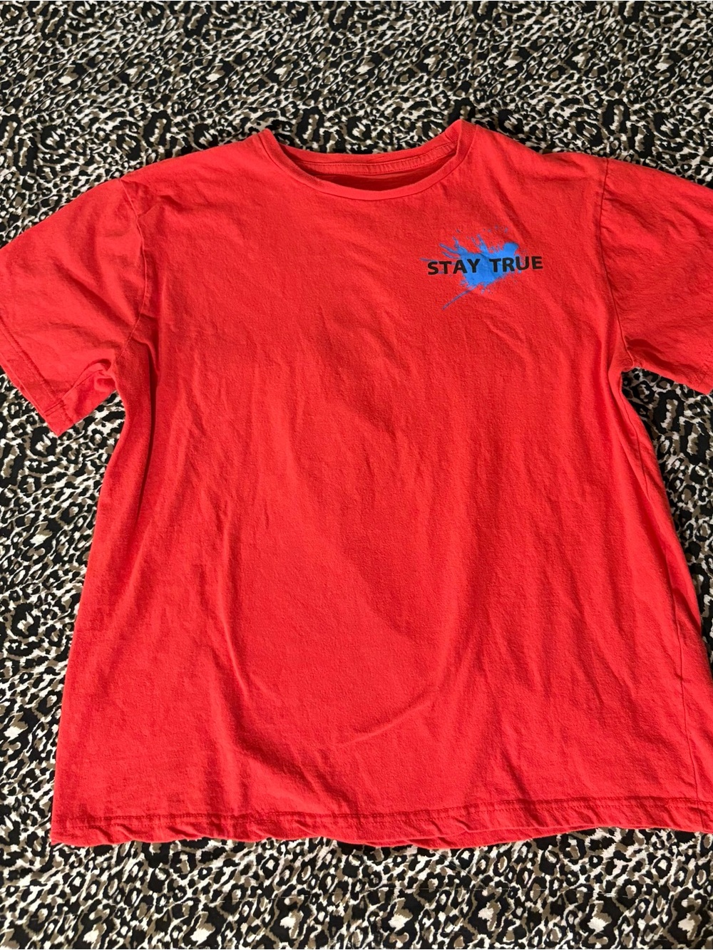 Seven Souls Mens M Red Stay True Graphic Logo Crew Neck Short Sleeve T-Shirt